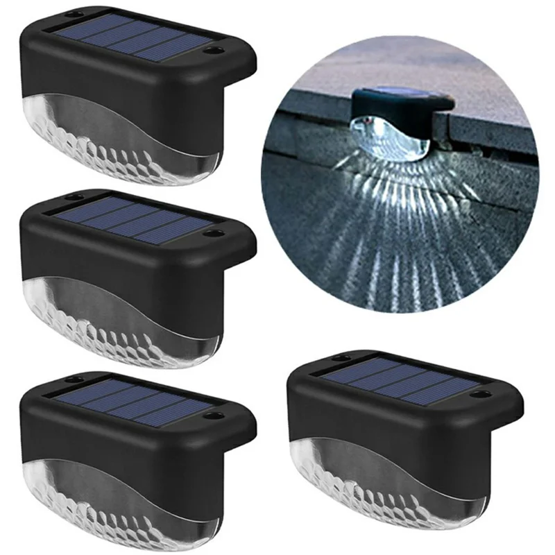 2 LED Solar Step Lights 4Pcs Deck Railing Fence Wall Stair Lighting Outdoor Waterproof for Garden / Patio / Pathway - White Light