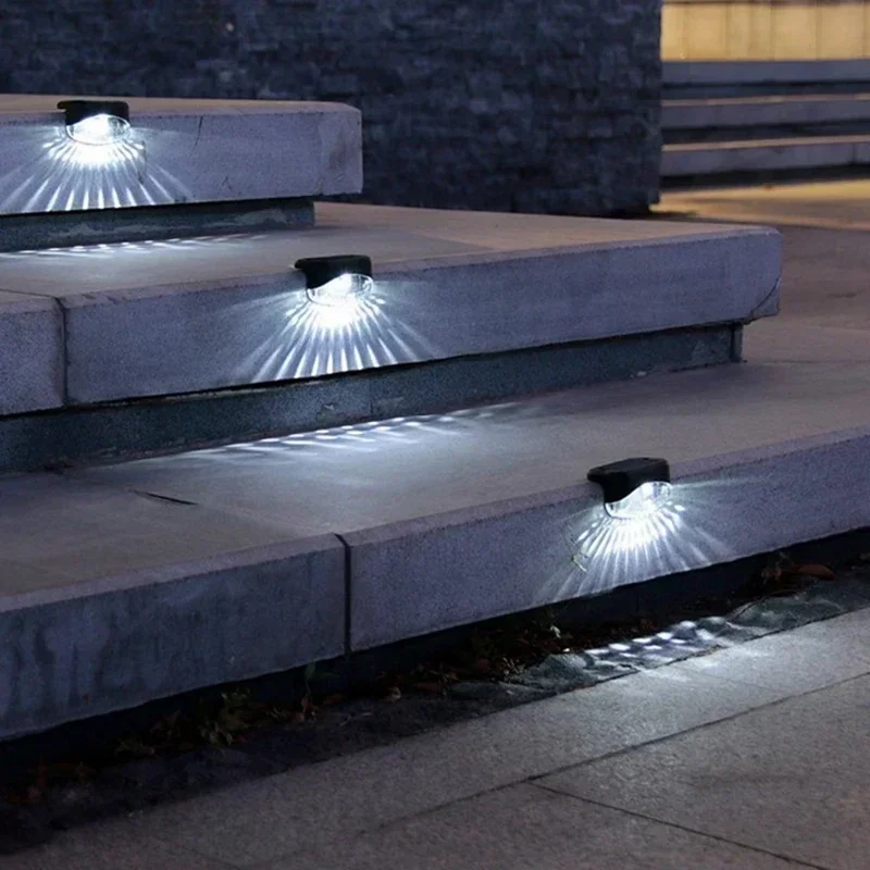 2 LED Solar Step Lights 4Pcs Deck Railing Fence Wall Stair Lighting Outdoor Waterproof for Garden / Patio / Pathway - White Light