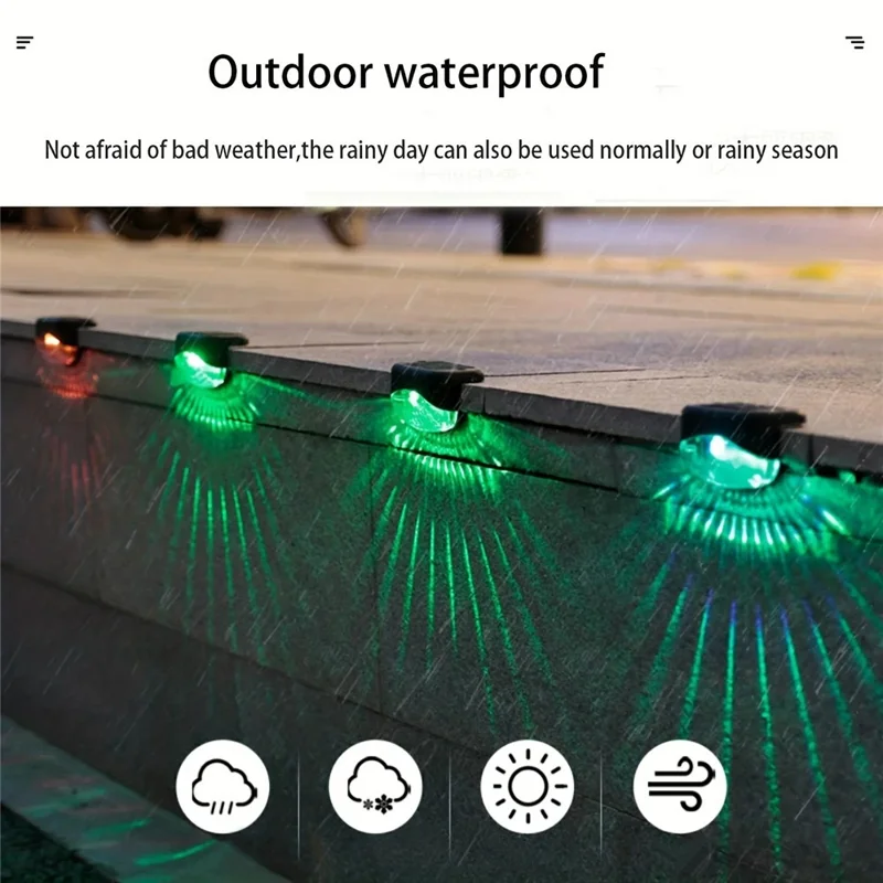 2 LED Solar Step Lights 4Pcs Deck Railing Fence Wall Stair Lighting Outdoor Waterproof for Garden / Patio / Pathway - White Light