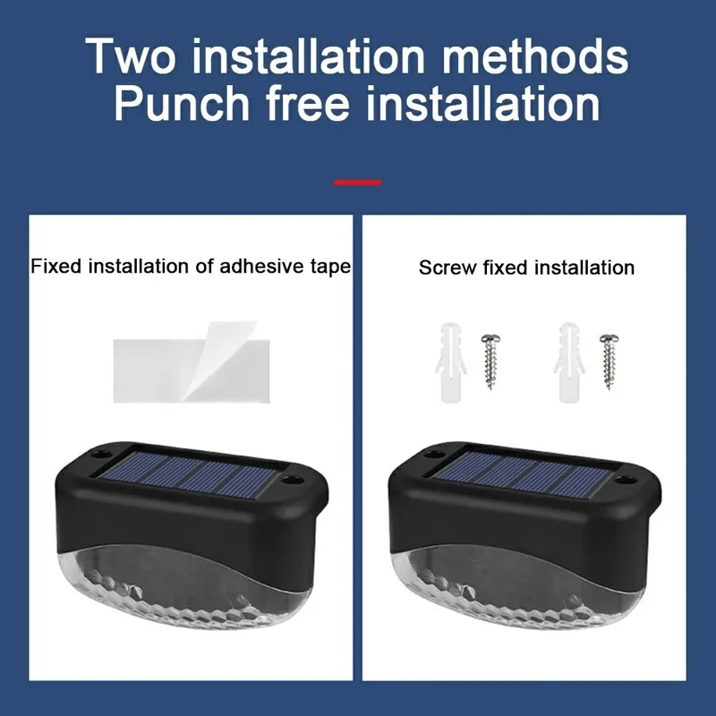 2 LED Solar Step Lights 4Pcs Deck Railing Fence Wall Stair Lighting Outdoor Waterproof for Garden / Patio / Pathway - White Light