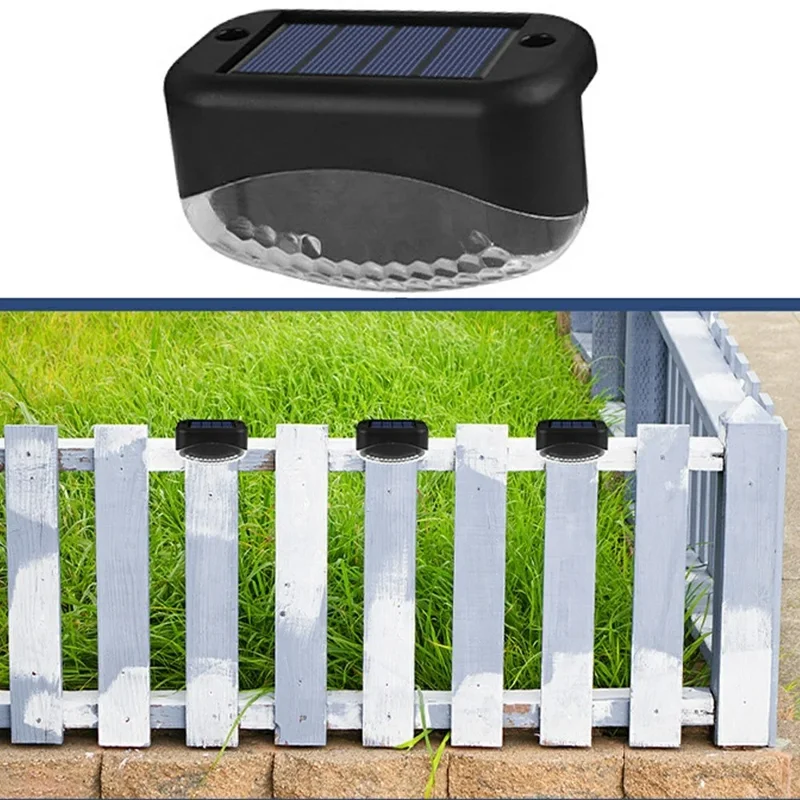 2 LED Solar Step Lights 4Pcs Deck Railing Fence Wall Stair Lighting Outdoor Waterproof for Garden / Patio / Pathway - White Light