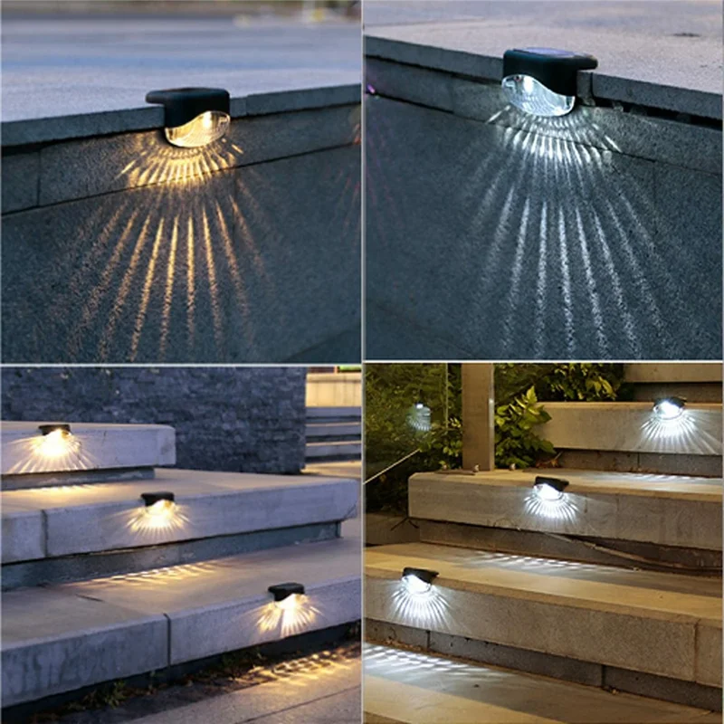 2 LED Solar Step Lights 4Pcs Deck Railing Fence Wall Stair Lighting Outdoor Waterproof for Garden / Patio / Pathway - White Light