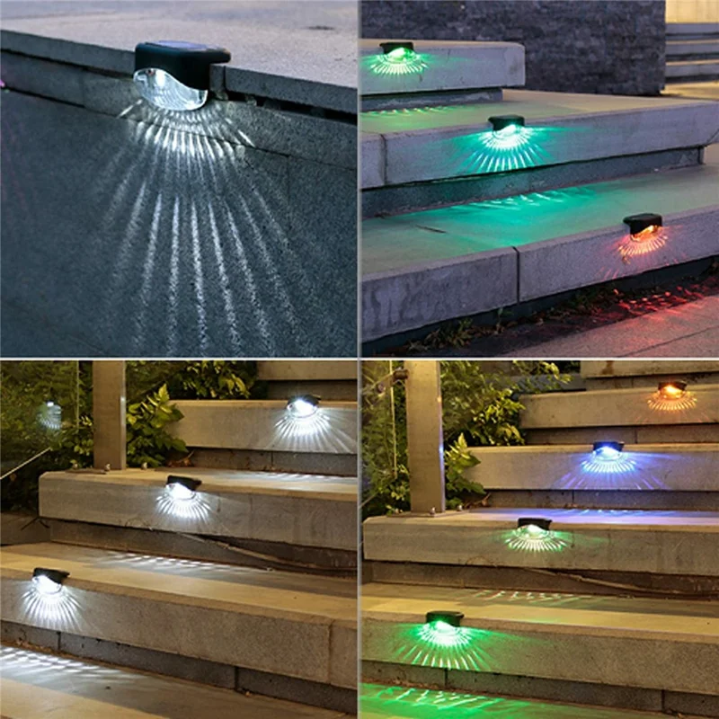 2 LED Solar Step Lights 4Pcs Deck Railing Fence Wall Stair Lighting Outdoor Waterproof for Garden / Patio / Pathway - White Light