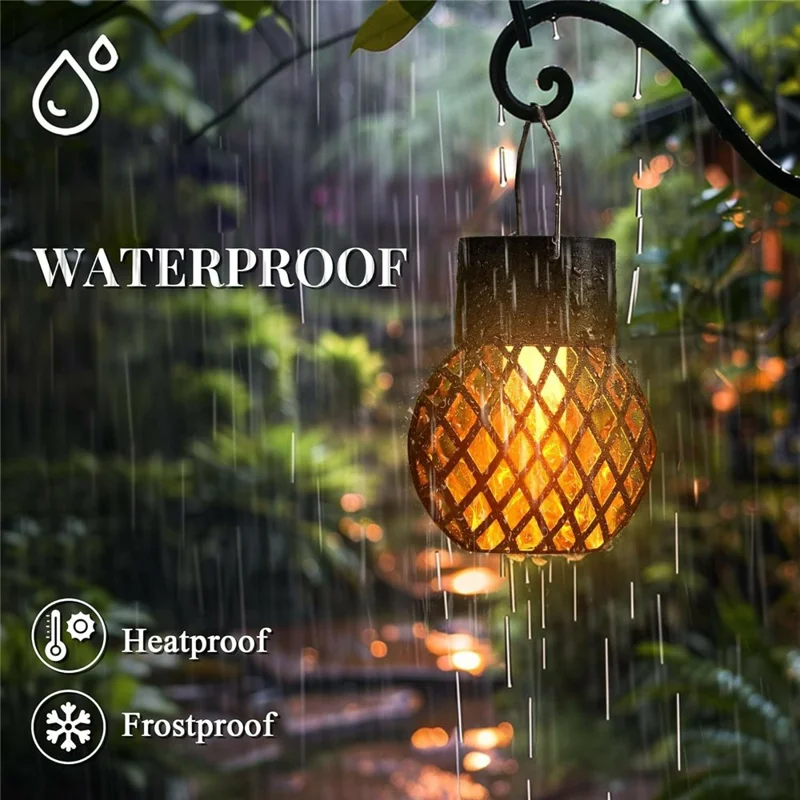 8Pcs Outdoor Hollow Hanging Lantern Flame Effect Solar Powered Garden Lamp Patio Decor