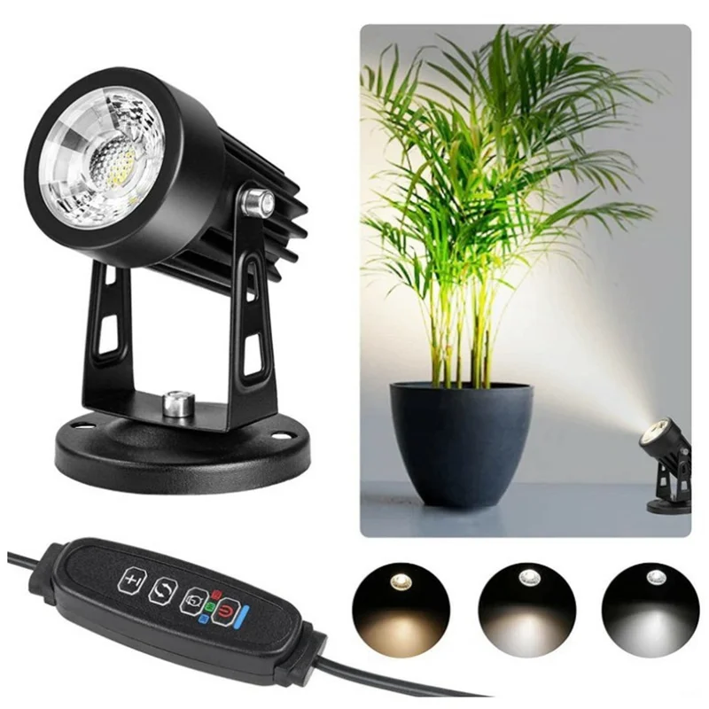 USB Powered 3W Ground Light Adjustable Color Temperatures Dimmable LED Spotlight with Timer for Outdoor Garden - EU Plug