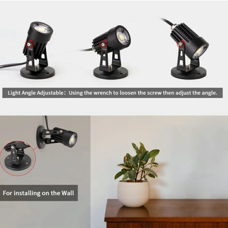 USB Powered 3W Ground Light Adjustable Color Temperatures Dimmable LED Spotlight with Timer for Outdoor Garden - EU Plug