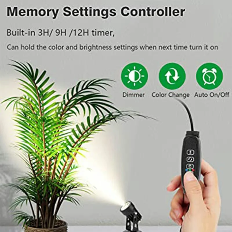 USB Powered 5W Ground Light Adjustable Color Temperatures Dimmable LED Spotlight with Timer for Outdoor Garden - EU Plug