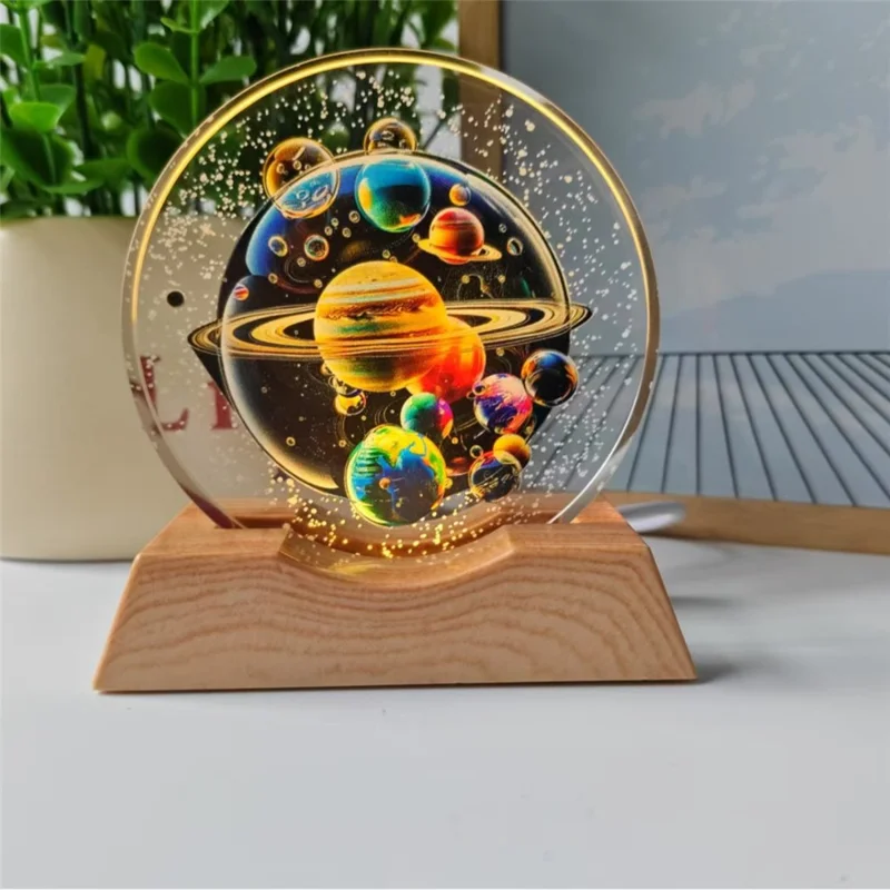 8cm Diameter 3D Crystal Ball Night Light Planet Pattern LED Mood Lamp USB Powered Decorative Table Lamp - 2