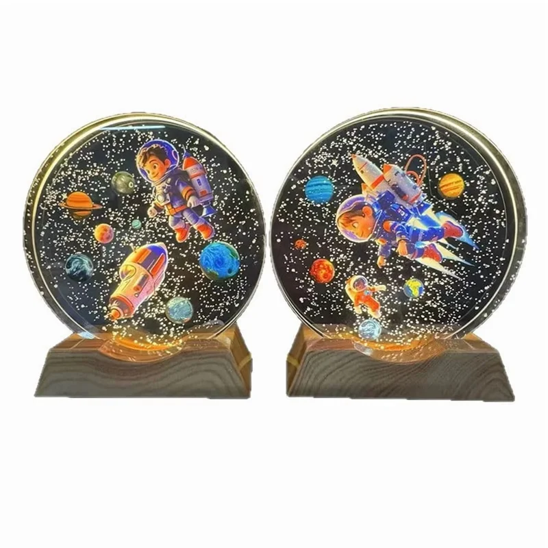 8cm Diameter 3D Crystal Ball Night Light Planet Pattern LED Mood Lamp USB Powered Decorative Table Lamp - 2