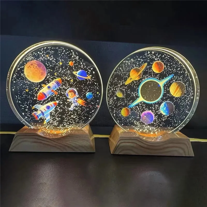 8cm Diameter 3D Crystal Ball Night Light Planet Pattern LED Mood Lamp USB Powered Decorative Table Lamp - 2