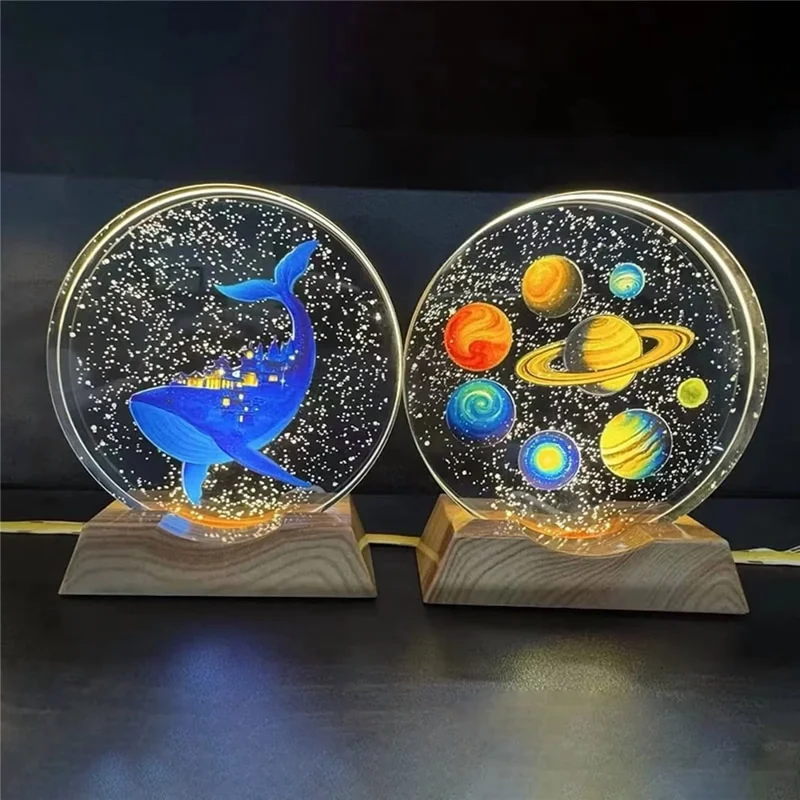 8cm Diameter 3D Crystal Ball Night Light Planet Pattern LED Mood Lamp USB Powered Decorative Table Lamp - 2