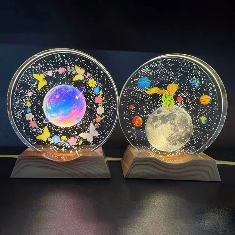 8cm Diameter 3D Crystal Ball Night Light Planet Pattern LED Mood Lamp USB Powered Decorative Table Lamp - 2