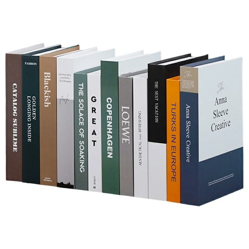 12Pcs Style C Decorative Fake Books Modern Minimalist Faux Book Props Home Decor Ornaments for Bookshelf
