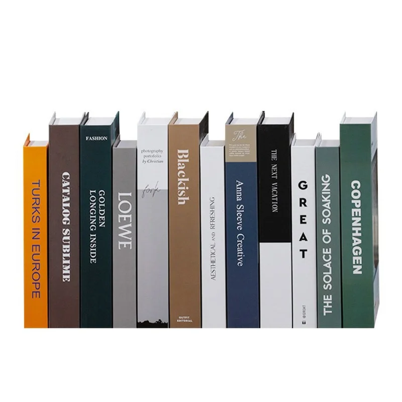 12Pcs Style C Decorative Fake Books Modern Minimalist Faux Book Props Home Decor Ornaments for Bookshelf
