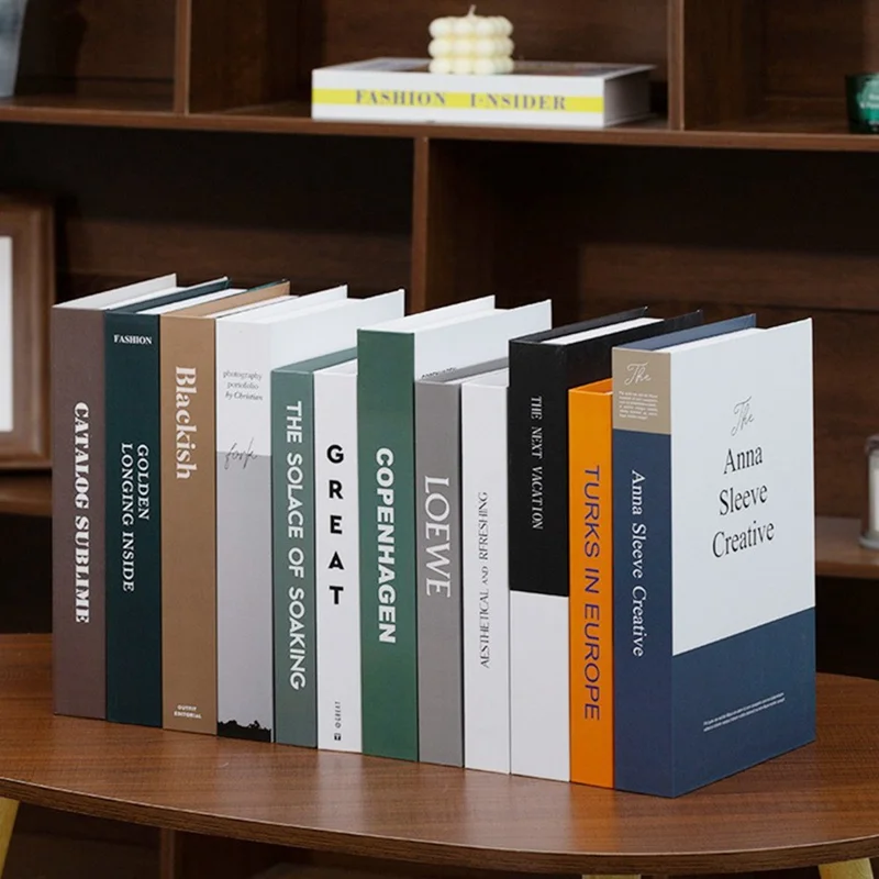 12Pcs Style C Decorative Fake Books Modern Minimalist Faux Book Props Home Decor Ornaments for Bookshelf