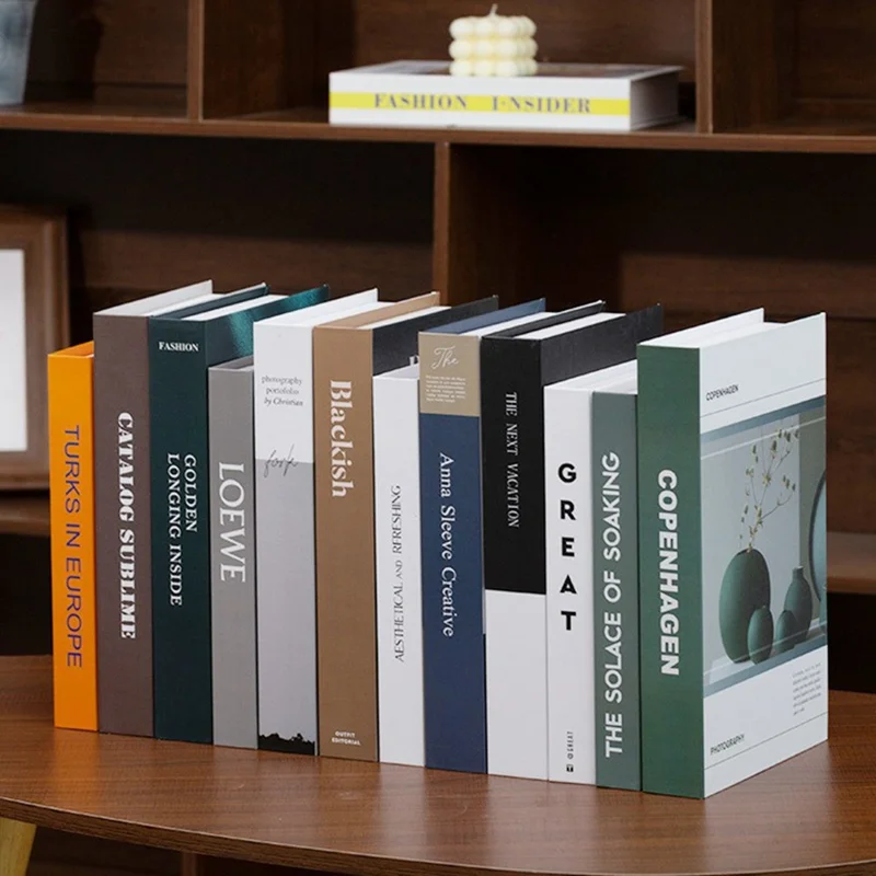 12Pcs Style C Decorative Fake Books Modern Minimalist Faux Book Props Home Decor Ornaments for Bookshelf