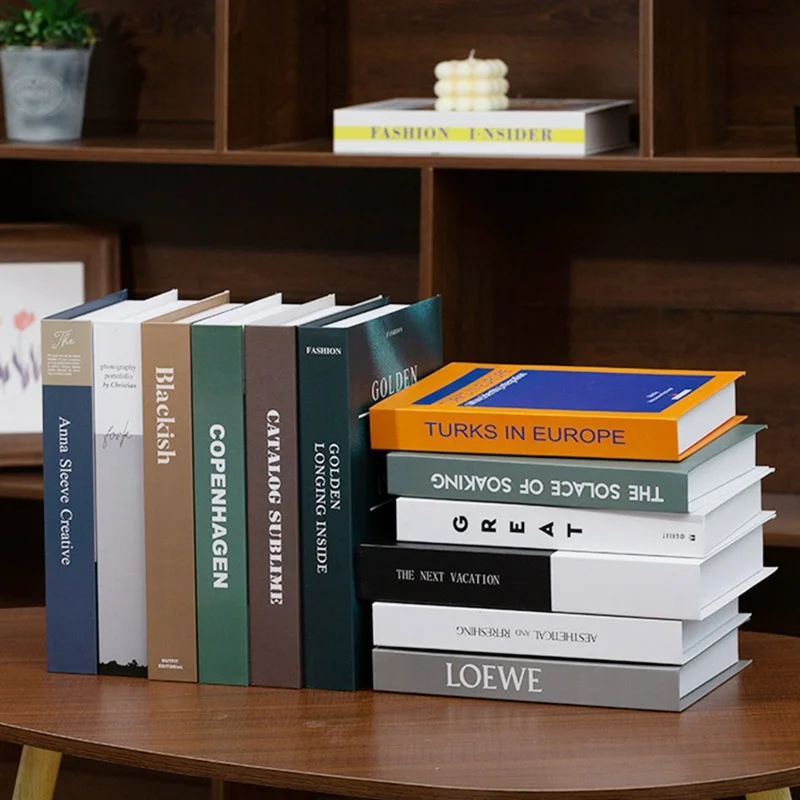 12Pcs Style C Decorative Fake Books Modern Minimalist Faux Book Props Home Decor Ornaments for Bookshelf