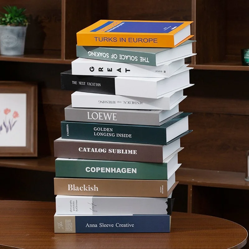 12Pcs Style C Decorative Fake Books Modern Minimalist Faux Book Props Home Decor Ornaments for Bookshelf