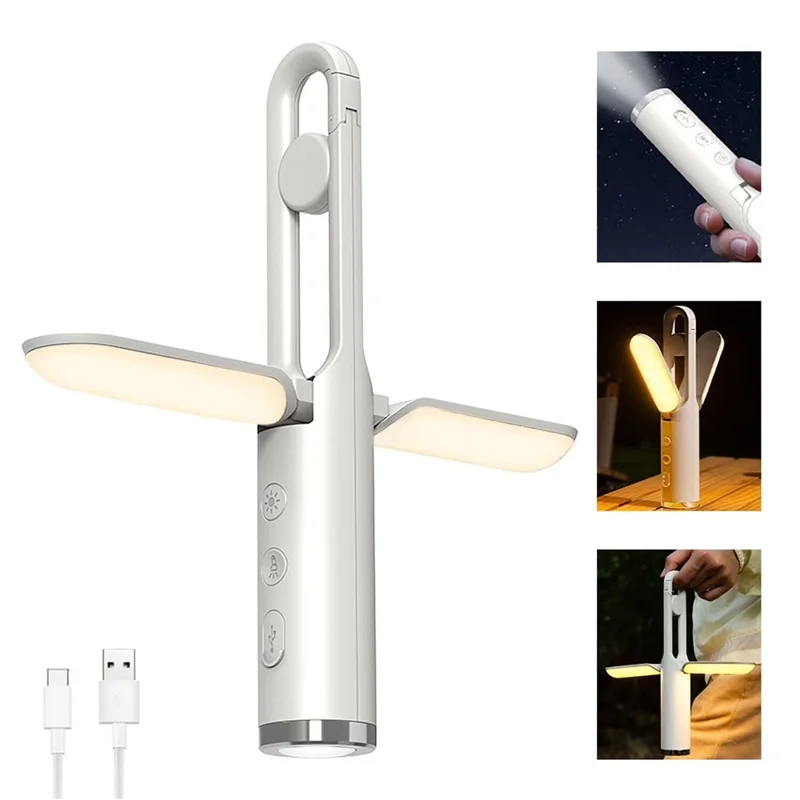 DH01 1200mAh USB Rechargeable Camping Lamp Foldable Flashlight with 3-Level Light Control for Indoor Outdoor - Apricot