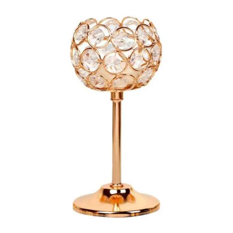 Small Size European Mini Crystal Candlestick Creative Metal Ornament Table Decoration for Candlelight Dinner