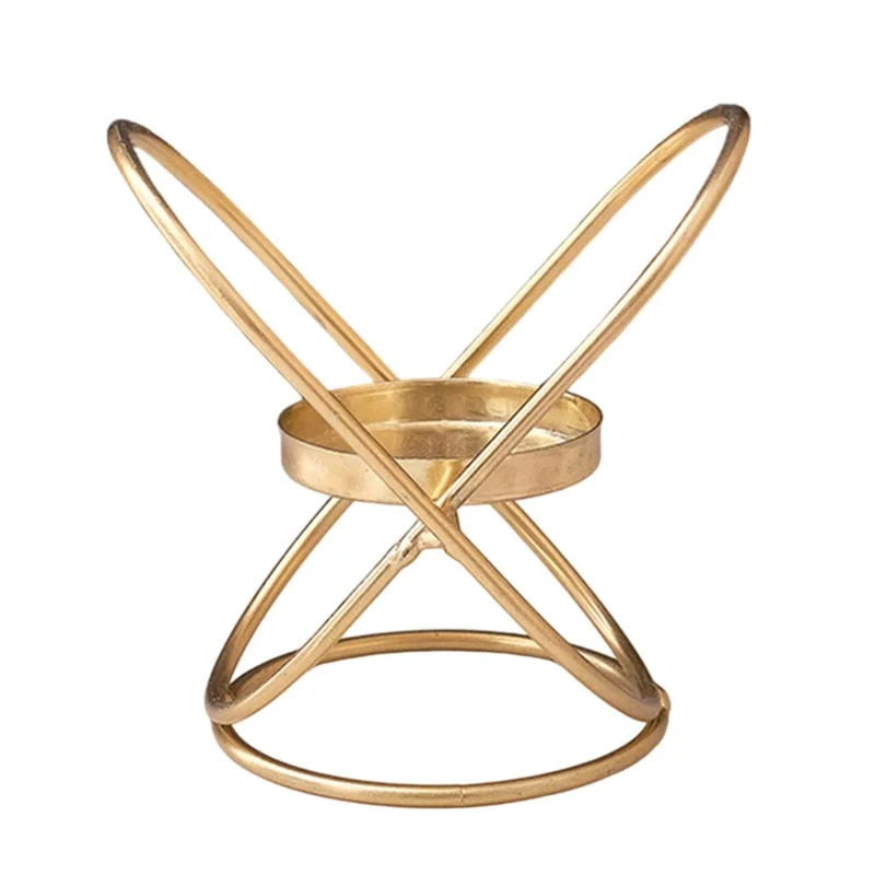 Железный подсвечник, романтический декор для ужина при свечах, декоративное изделие, подсвечник для стола / гостиной / ресторана — золотой