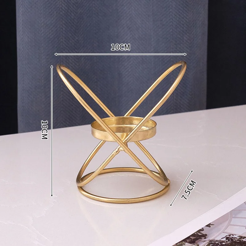 Железный подсвечник, романтический декор для ужина при свечах, декоративное изделие, подсвечник для стола / гостиной / ресторана — золотой