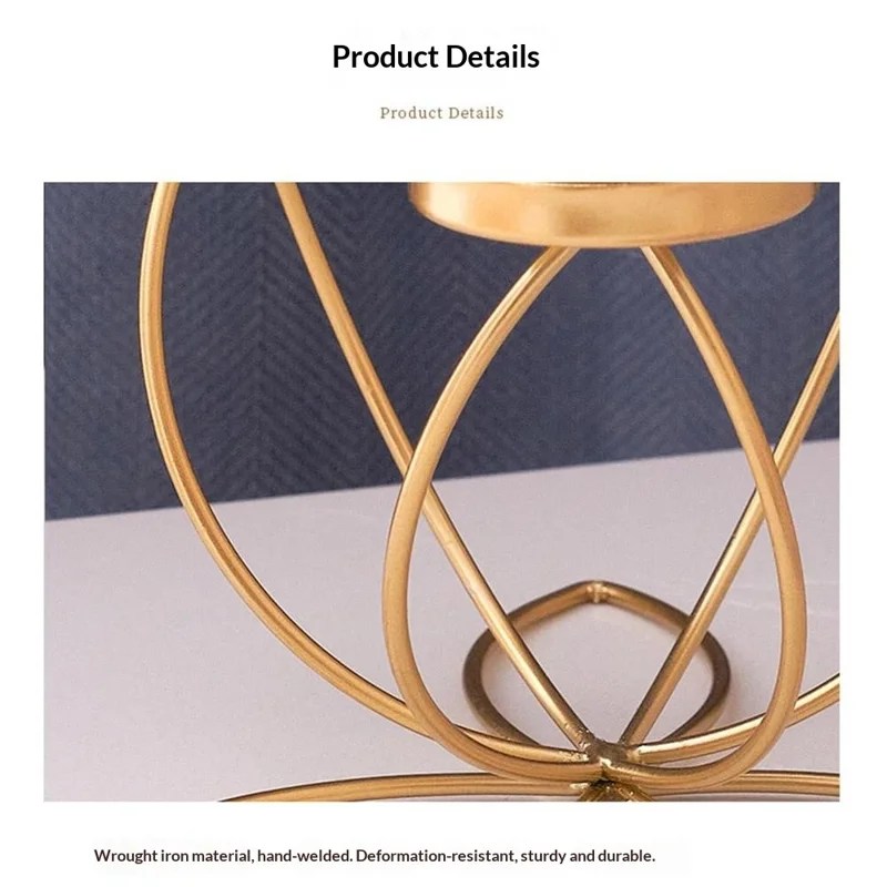 4 Candelabra Candle Holder for Tabletop Decoration Iron Candle Stand Candlestick - Gold