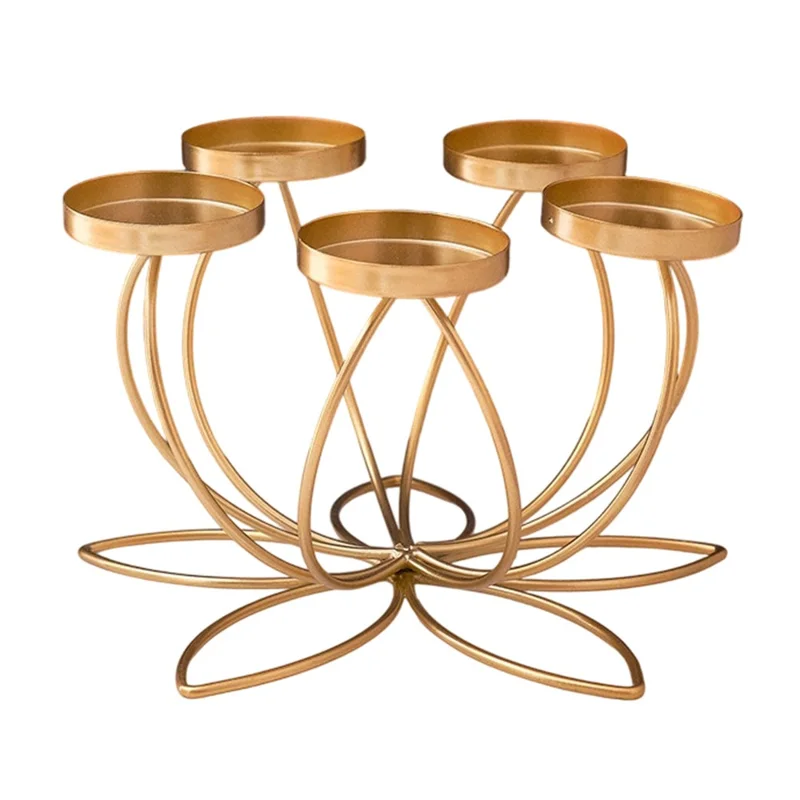 Подсвечник на 5 свечей для декора стола, железный подсвечник, золотой
