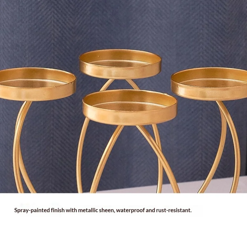 Подсвечник на 5 свечей для декора стола, железный подсвечник, золотой