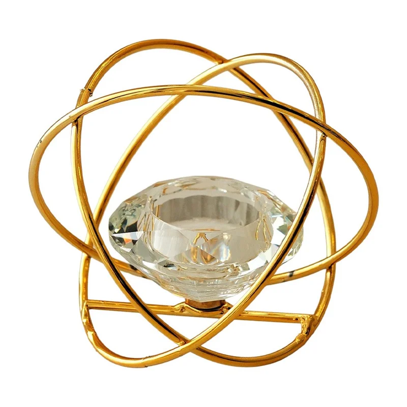 IJzeren Kunstkaarsenhouder, Geometrische Stijl Kristal Decoratie Kandelaar voor Woonkamer / Entree / Café / Restaurant - Goud