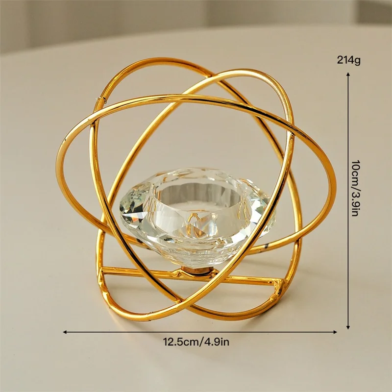 IJzeren Kunstkaarsenhouder, Geometrische Stijl Kristal Decoratie Kandelaar voor Woonkamer / Entree / Café / Restaurant - Goud