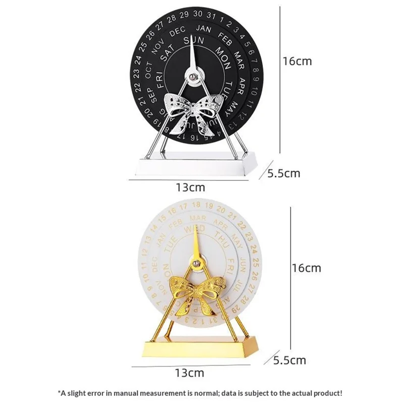 Creatieve Metalen Bureaukalender Perpetuele Handmatige Draaiende Office Decoratie Sieradegeschenk - Wit / Goudkleurige Bloem