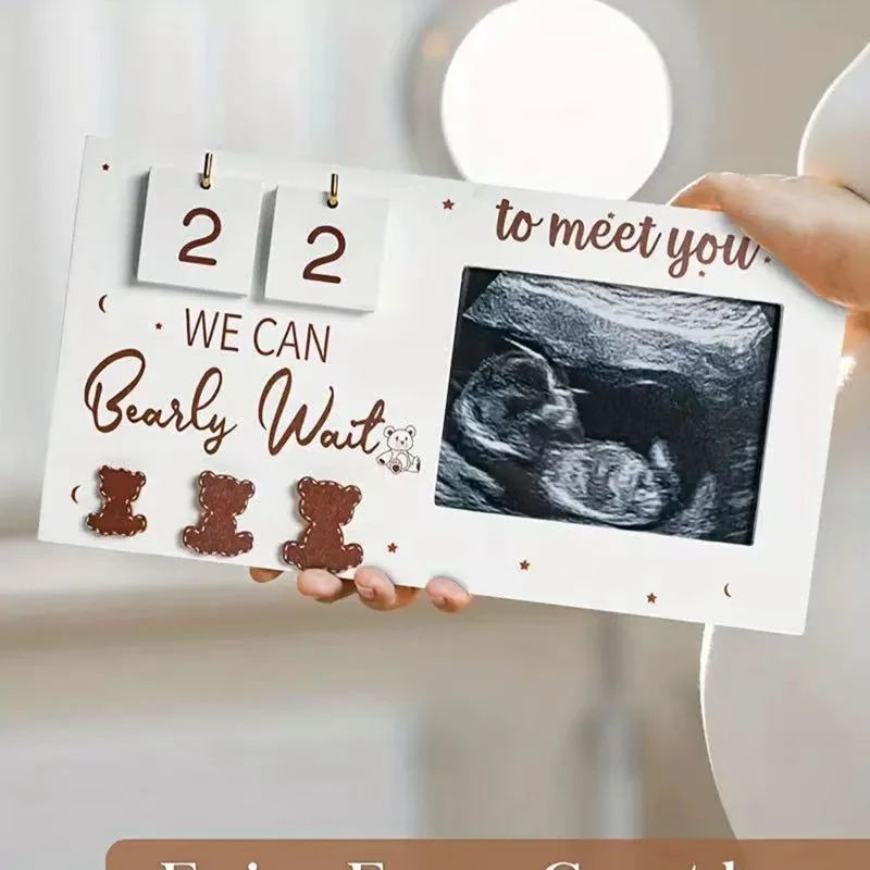 Ultrasound Photo Frame For Baby Milestone Countdown Wooden Picture Display Newborn Birth Keepsake Desk Decor - HOME house