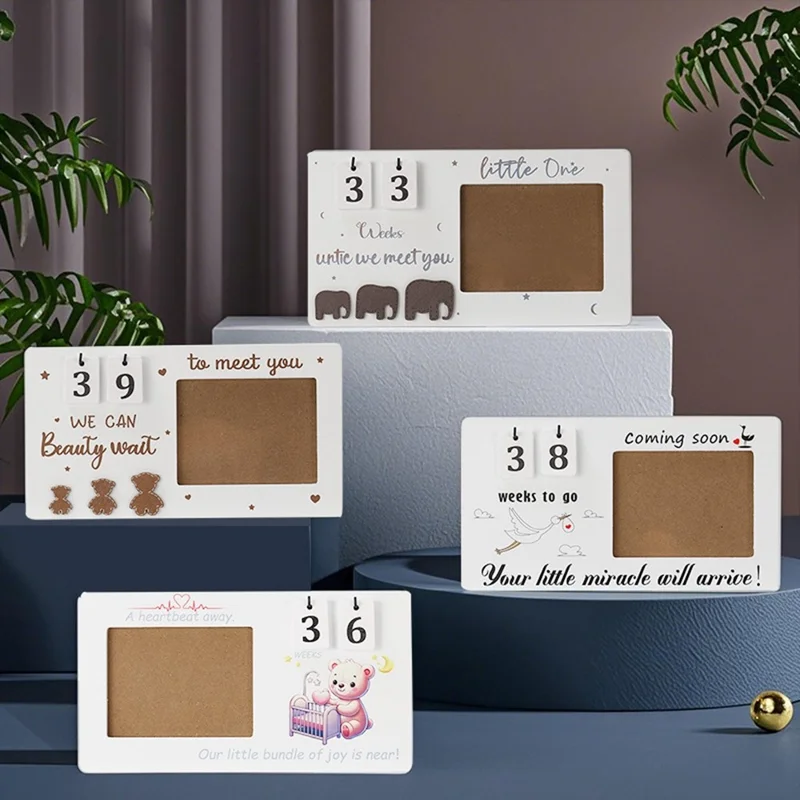Ultrasound Photo Frame For Baby Milestone Countdown Wooden Picture Display Newborn Birth Keepsake Desk Decor - HOME house