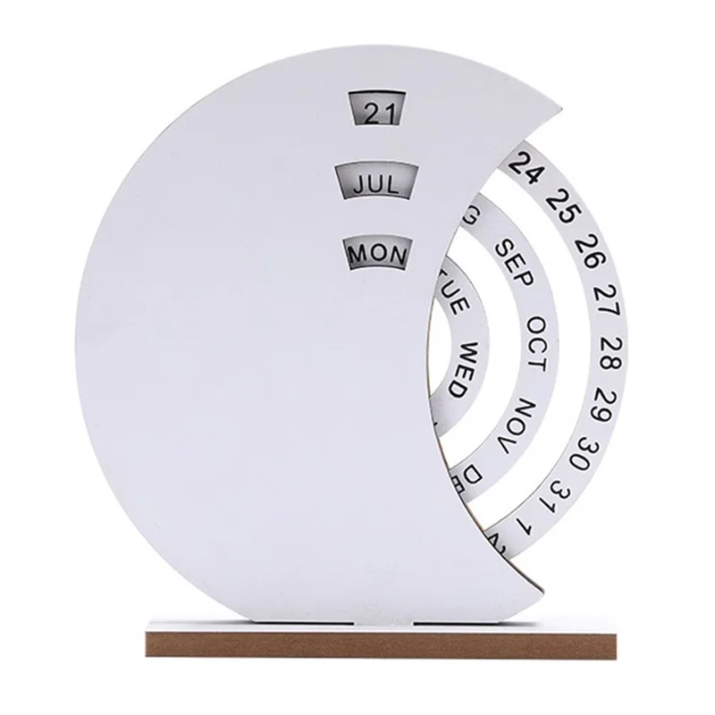 DIY творческий деревянный вечный календарь, настольное украшение ручной работы для семьи - белая луна
