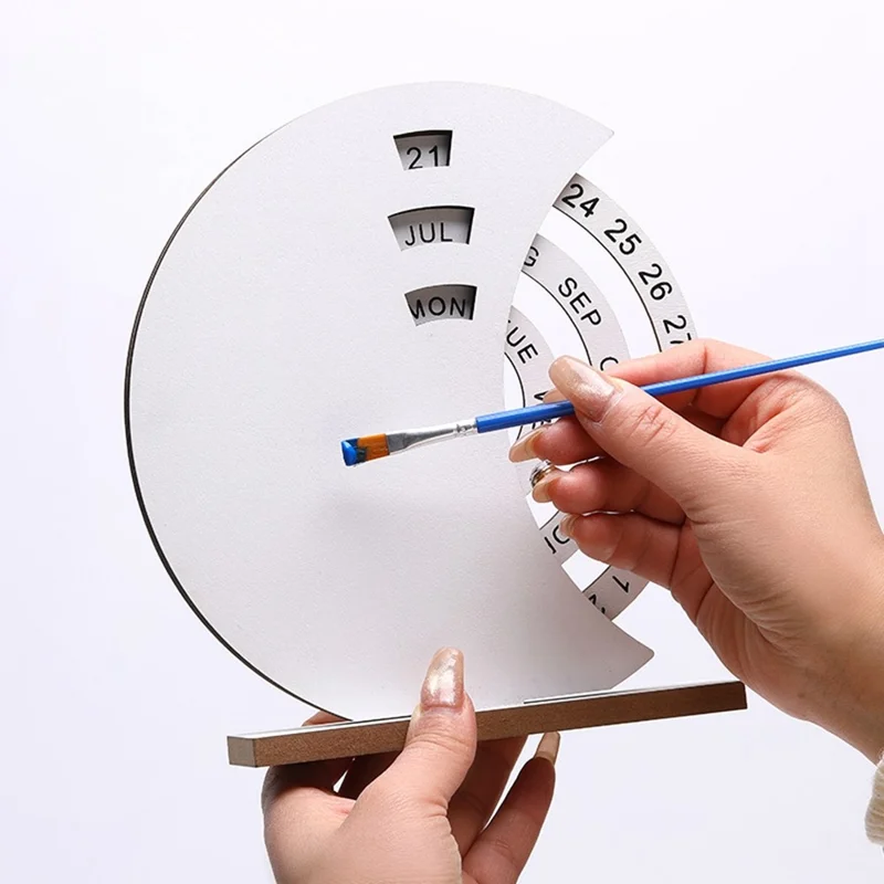 DIY творческий деревянный вечный календарь, настольное украшение ручной работы для семьи - белая луна