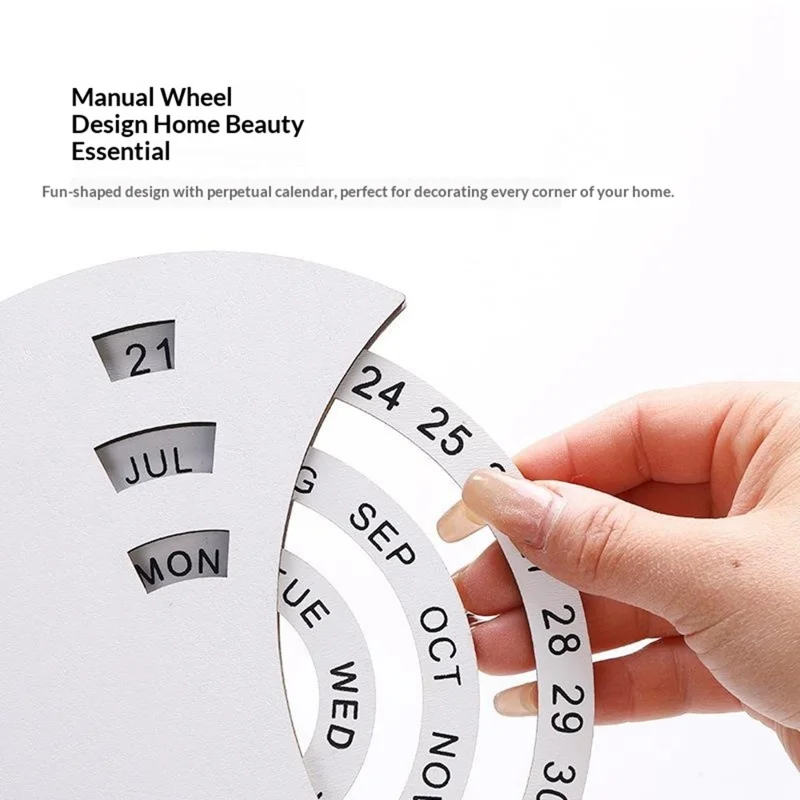 DIY творческий деревянный вечный календарь, настольное украшение ручной работы для семьи - белая луна