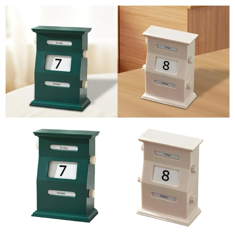 تقويم دائم كلاسيكي ديكور منظم جدول العمل اليدوي - أخضر الماتشا