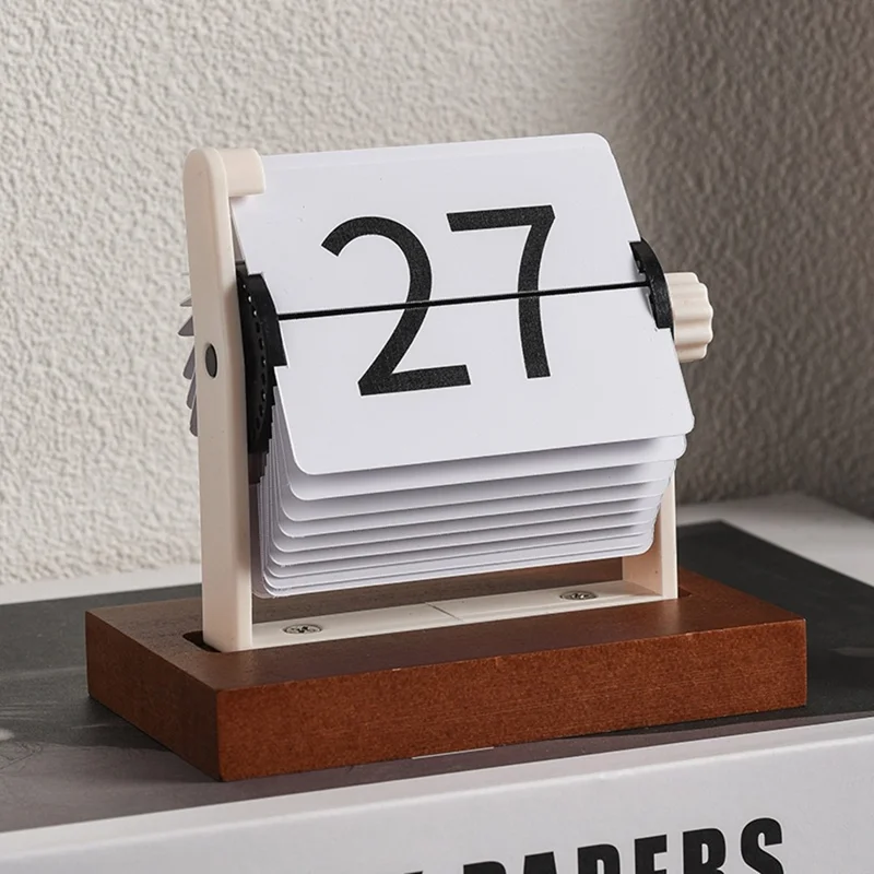 Mini Flip Perpetual Calendar Desk Date Display Minimalist Decorative Ornament for Home Office
