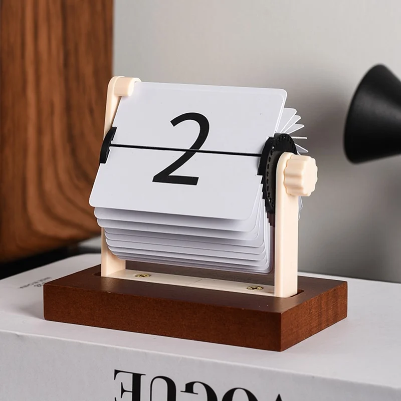 Mini Flip Perpetual Calendar Desk Date Display Minimalist Decorative Ornament for Home Office