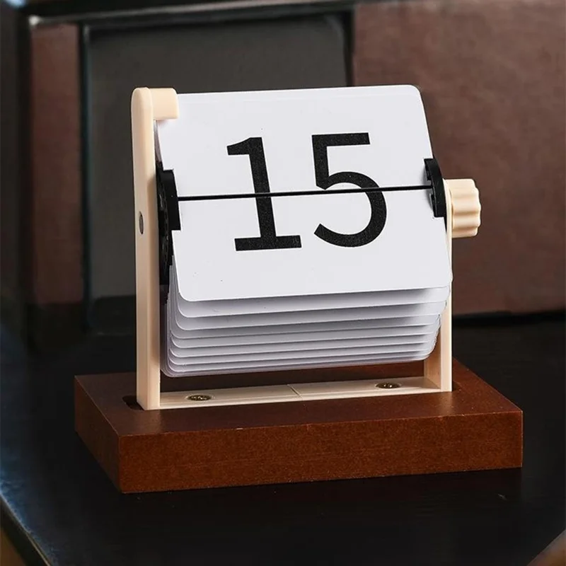 Mini Flip Perpetual Calendar Desk Date Display Minimalist Decorative Ornament for Home Office