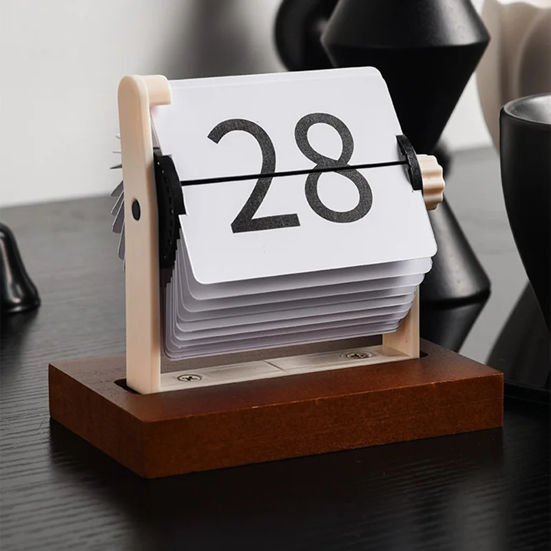 Mini Flip Perpetual Calendar Desk Date Display Minimalist Decorative Ornament for Home Office