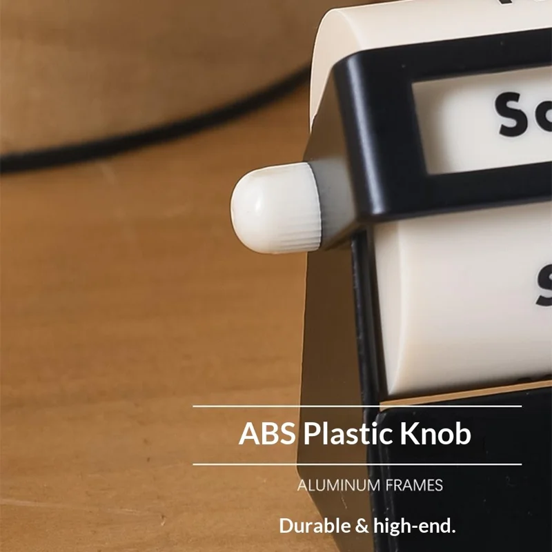 Creative Rotating Perpetual Calendar Metal Desk Decoration Rolling Date Display Ornament for Home Office - Black