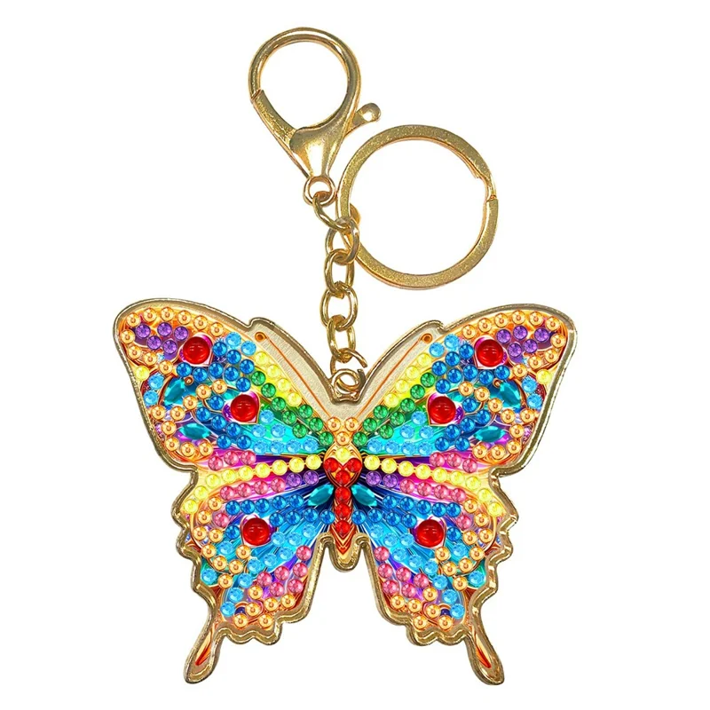 Kluczówka Motyl DIY Zestaw do Malowania Kamieniami Kolorowy Ręcznie Wykonany Wisiorek na Plecak Metalowa Brelok - JHD05