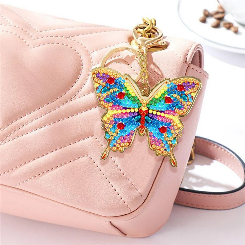 Kluczówka Motyl DIY Zestaw do Malowania Kamieniami Kolorowy Ręcznie Wykonany Wisiorek na Plecak Metalowa Brelok - JHD05