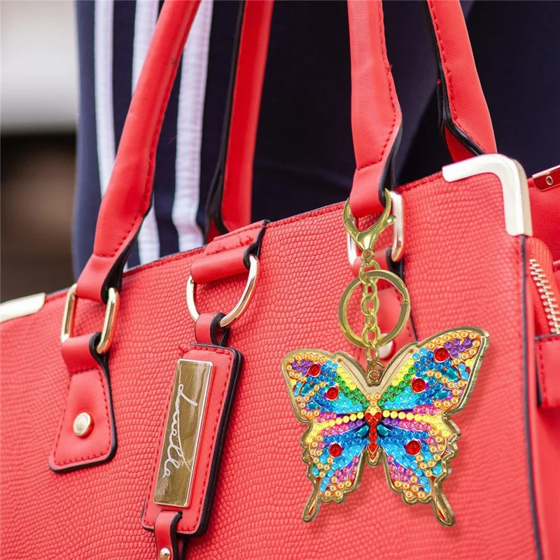 Kluczówka Motyl DIY Zestaw do Malowania Kamieniami Kolorowy Ręcznie Wykonany Wisiorek na Plecak Metalowa Brelok - JHD05