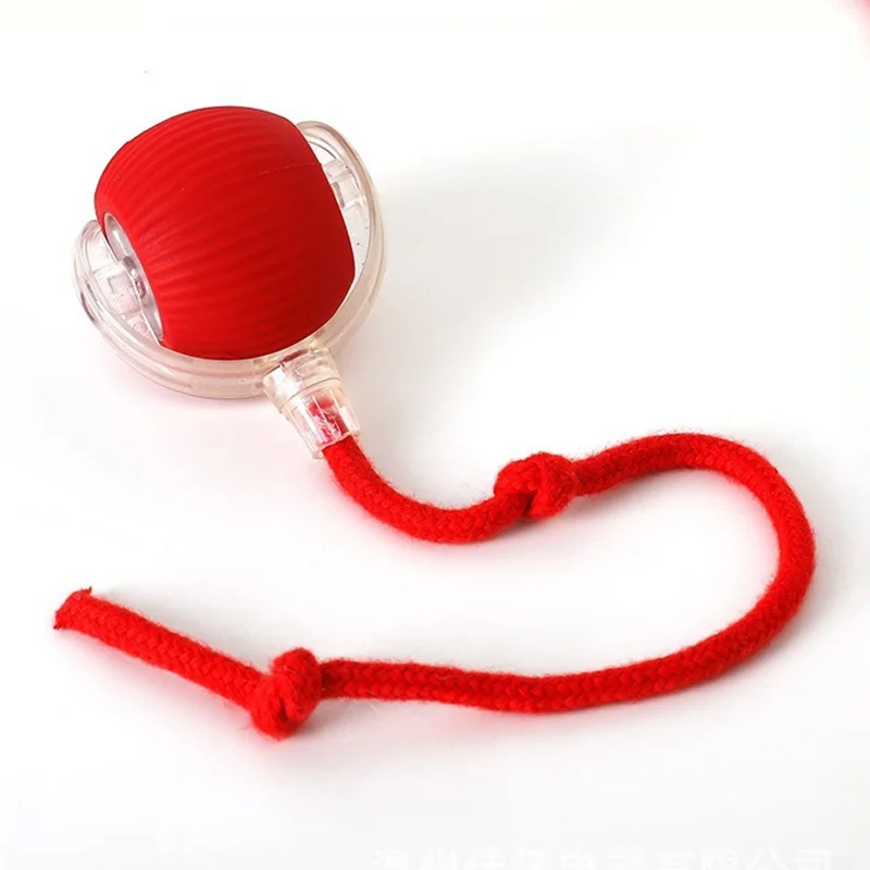 Smart Wake automatischer Rollball interaktives Katzenspielzeug mit Seil - Rot