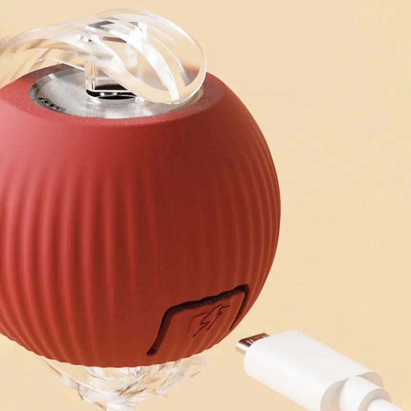 Smart Wake automatischer Rollball interaktives Katzenspielzeug mit Seil - Rot