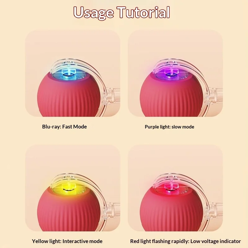 Smart Wake automatischer Rollball interaktives Katzenspielzeug mit Seil - Rot