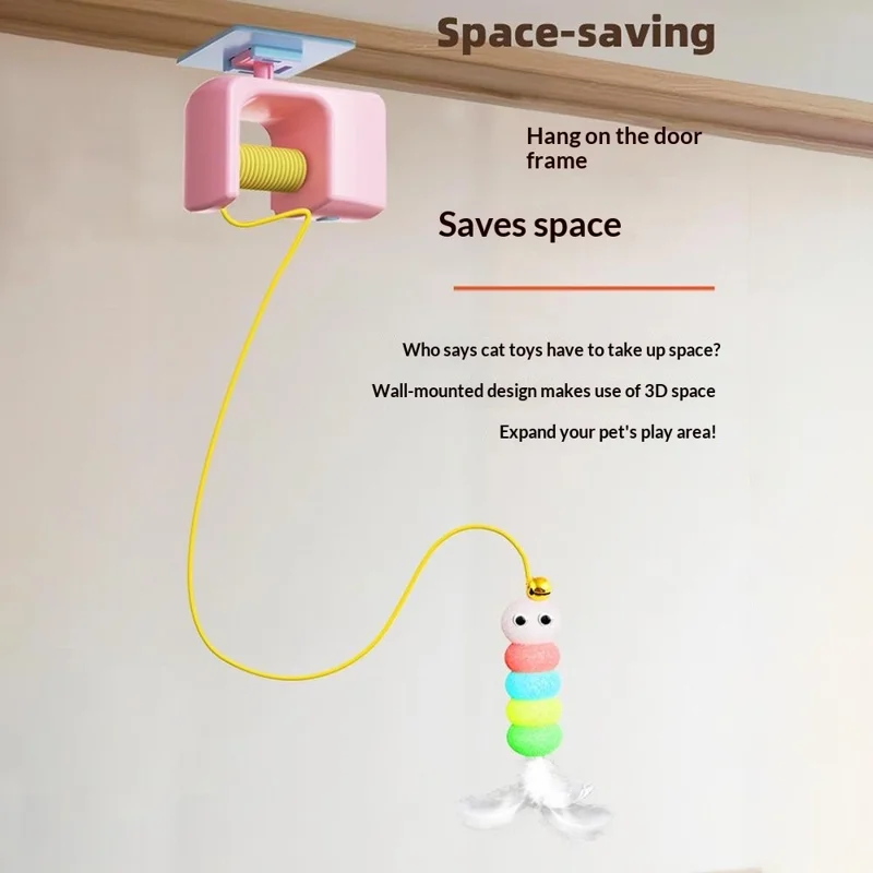 Brinquedo Inteligente Elétrico para Gatos, Brinquedo Interativo Interior para Gatos, Brinquedo Saltitão para Pendurar na Porta, Acessórios para Autodivertimento de Animais de Estimação - Azul